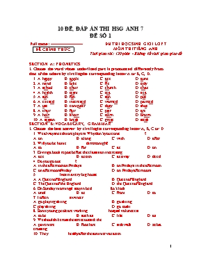3 Đề thi học sinh giỏi môn Tiếng Anh Lớp 7 (Thí điểm)